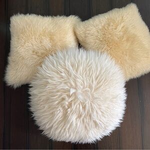 Fluffy Cream and White Throw Pillows Set